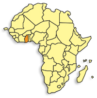 Map of Africa Ghana Highlighted